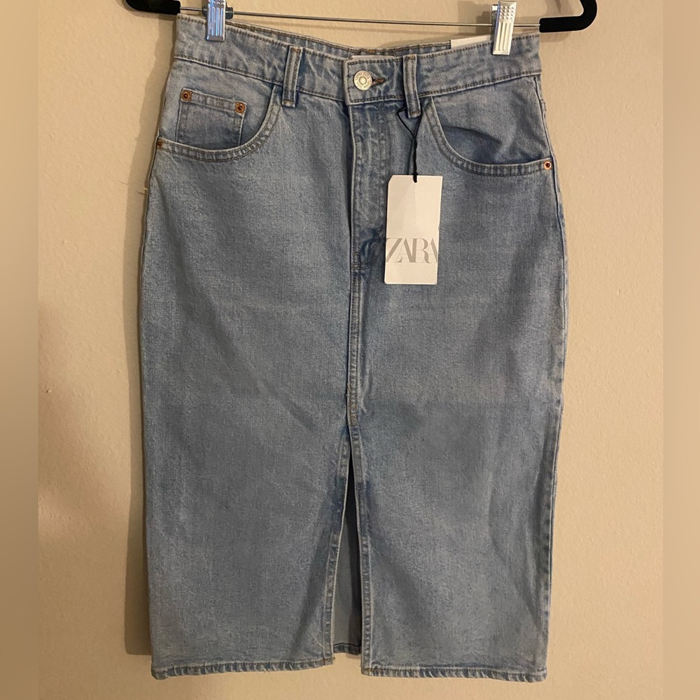 NWT Zara denim midi skirt